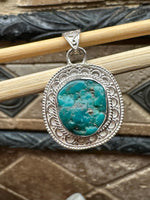 Natural Sleeping Beauty Turquoise 925 Solid Sterling Silver Pendant 35mm