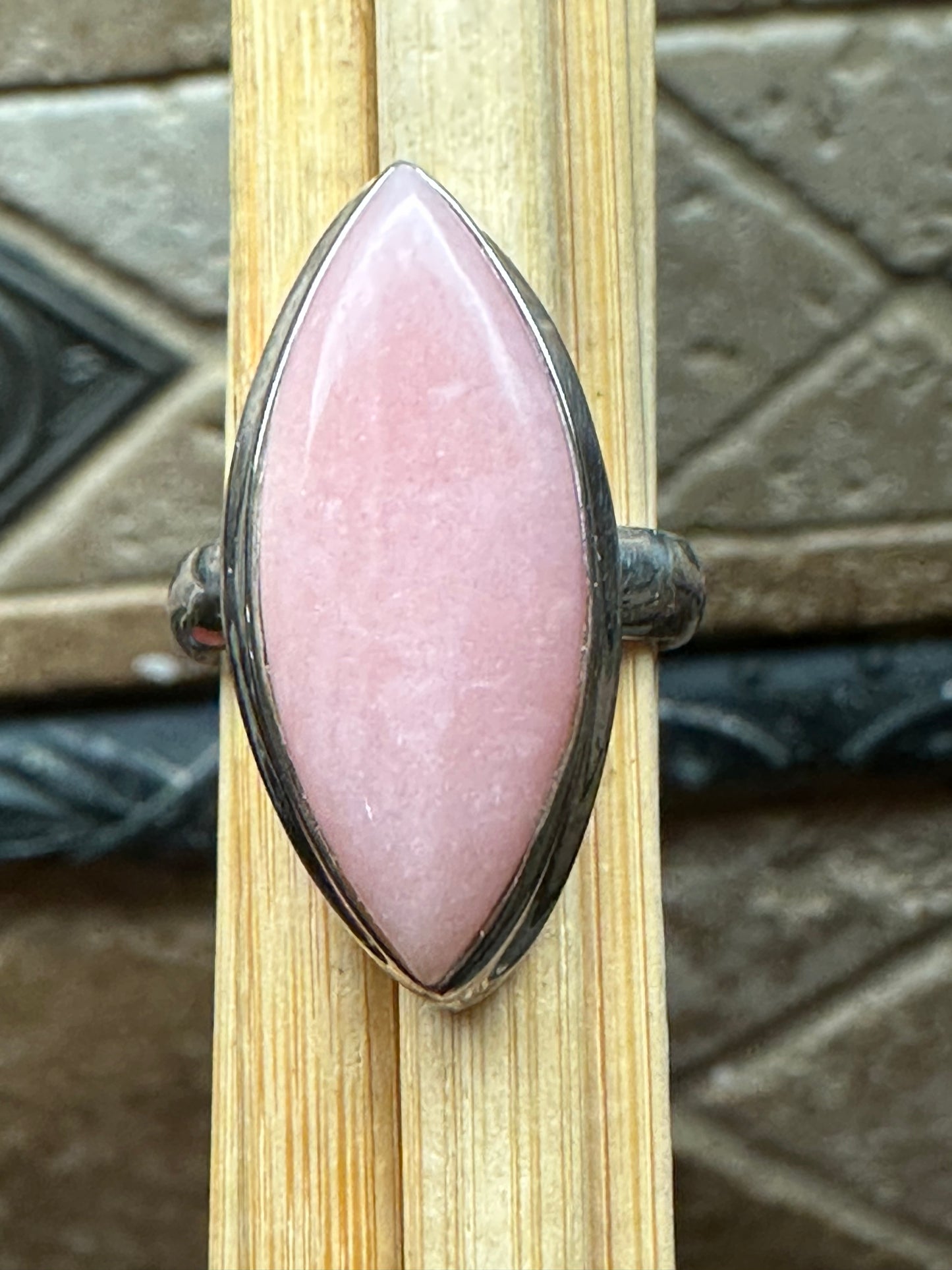 Natural Pink Opal 925 Solid Sterling Silver Men's Ring Size 6.5