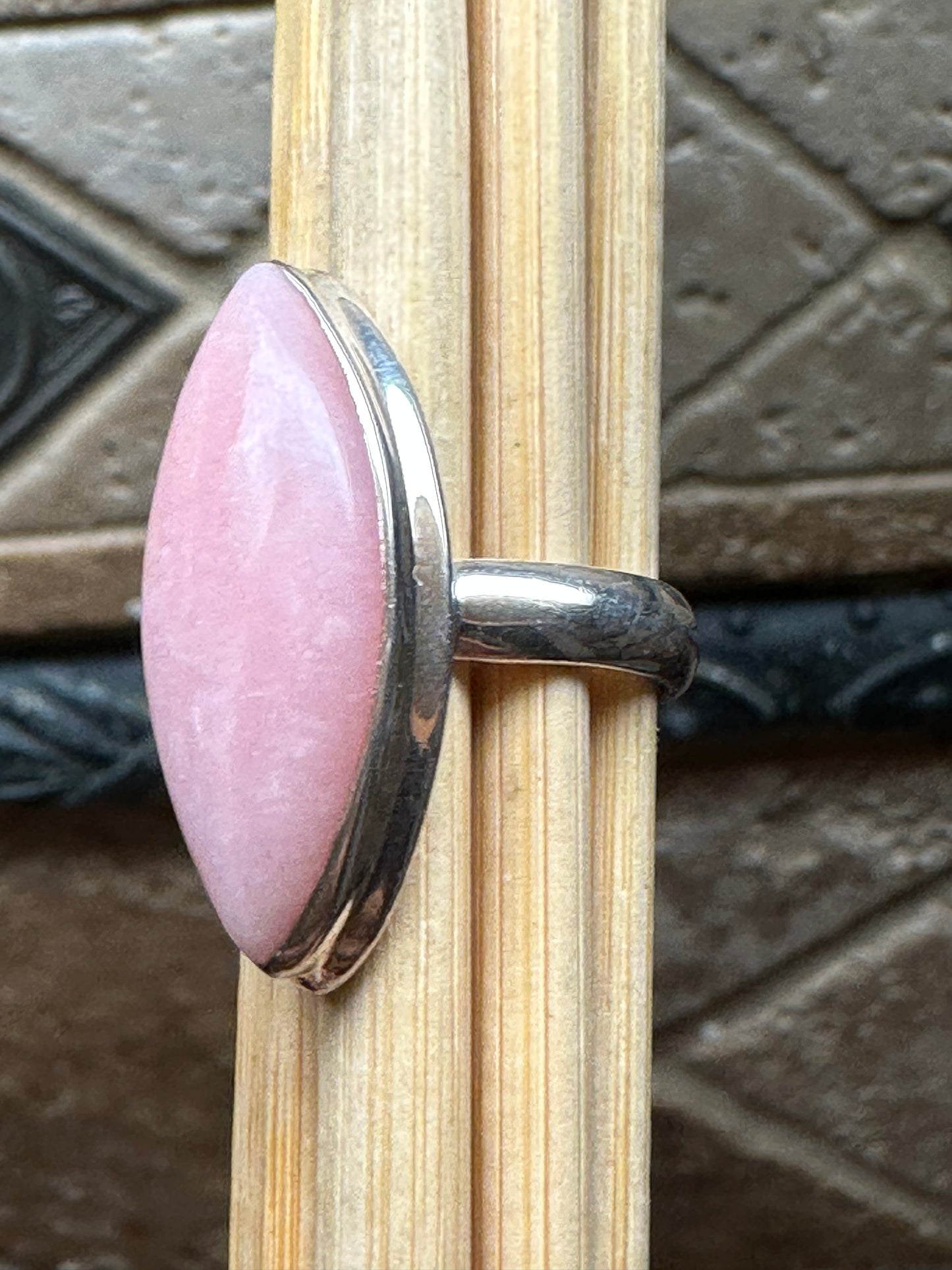 Natural Pink Opal 925 Solid Sterling Silver Men's Ring Size 6.5