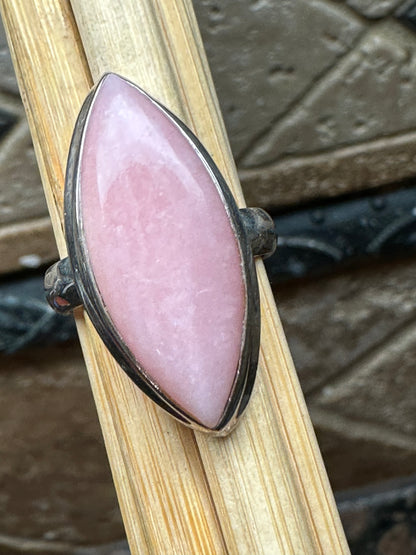 Natural Pink Opal 925 Solid Sterling Silver Men's Ring Size 6.5