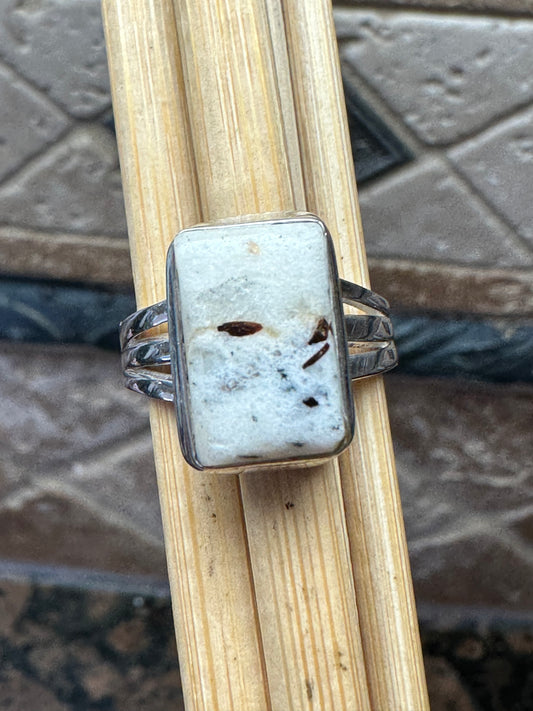 Genuine Raw Uncut Astrophyllite Druzy 925 Solid Sterling Silver Ring Size 7