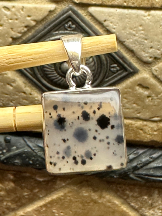 Natural Montana Moss Agate 925 Solid Sterling Silver Pendant 25mm