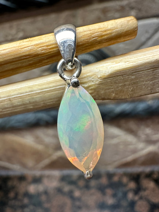 Natural Ethiopian Opal 925 Solid Sterling Silver Pendant 22mm