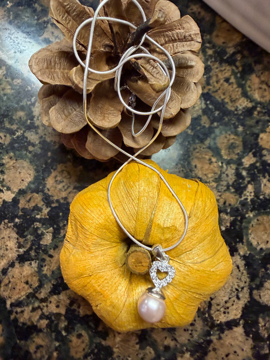 Natural Pink Pearl 925 Sterling Silver Necklace 16" - Natural Rocks by Kala