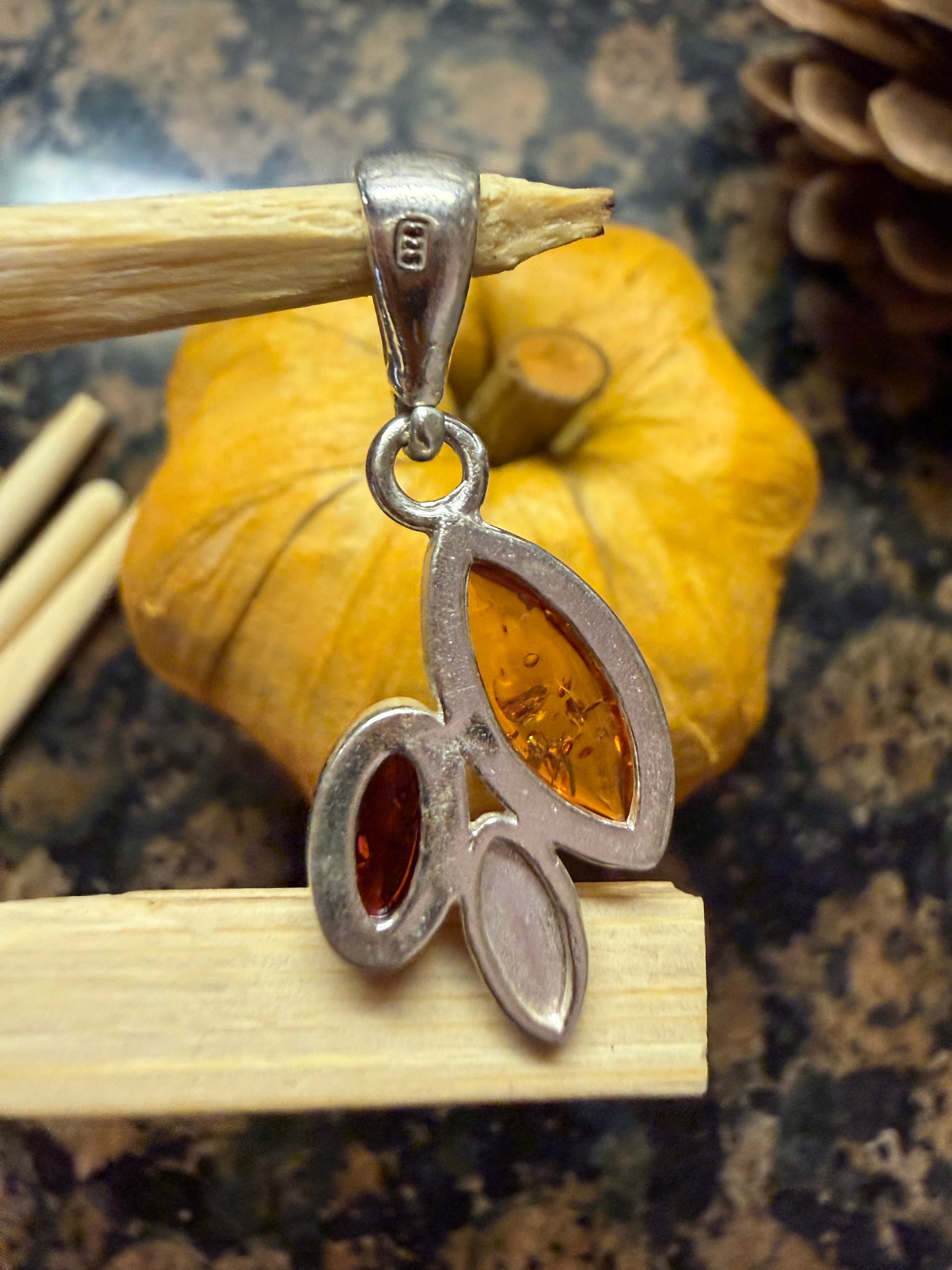 Beautiful Baltic Amber 925 Solid Sterling Silver Pendant 20 - Natural Rocks by Kala