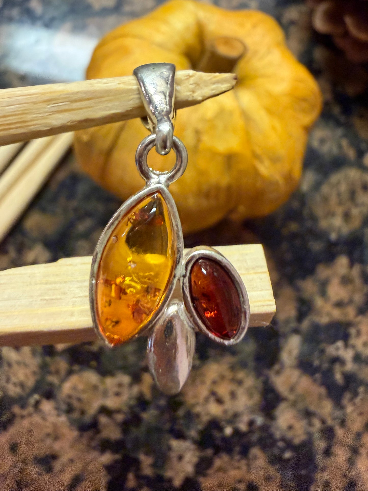 Beautiful Baltic Amber 925 Solid Sterling Silver Pendant 20 - Natural Rocks by Kala