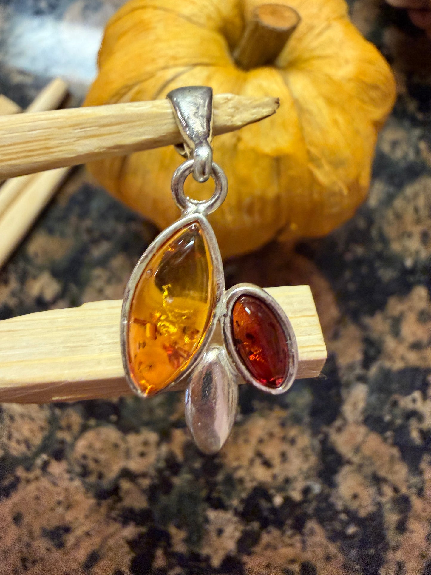 Beautiful Baltic Amber 925 Solid Sterling Silver Pendant 20 - Natural Rocks by Kala
