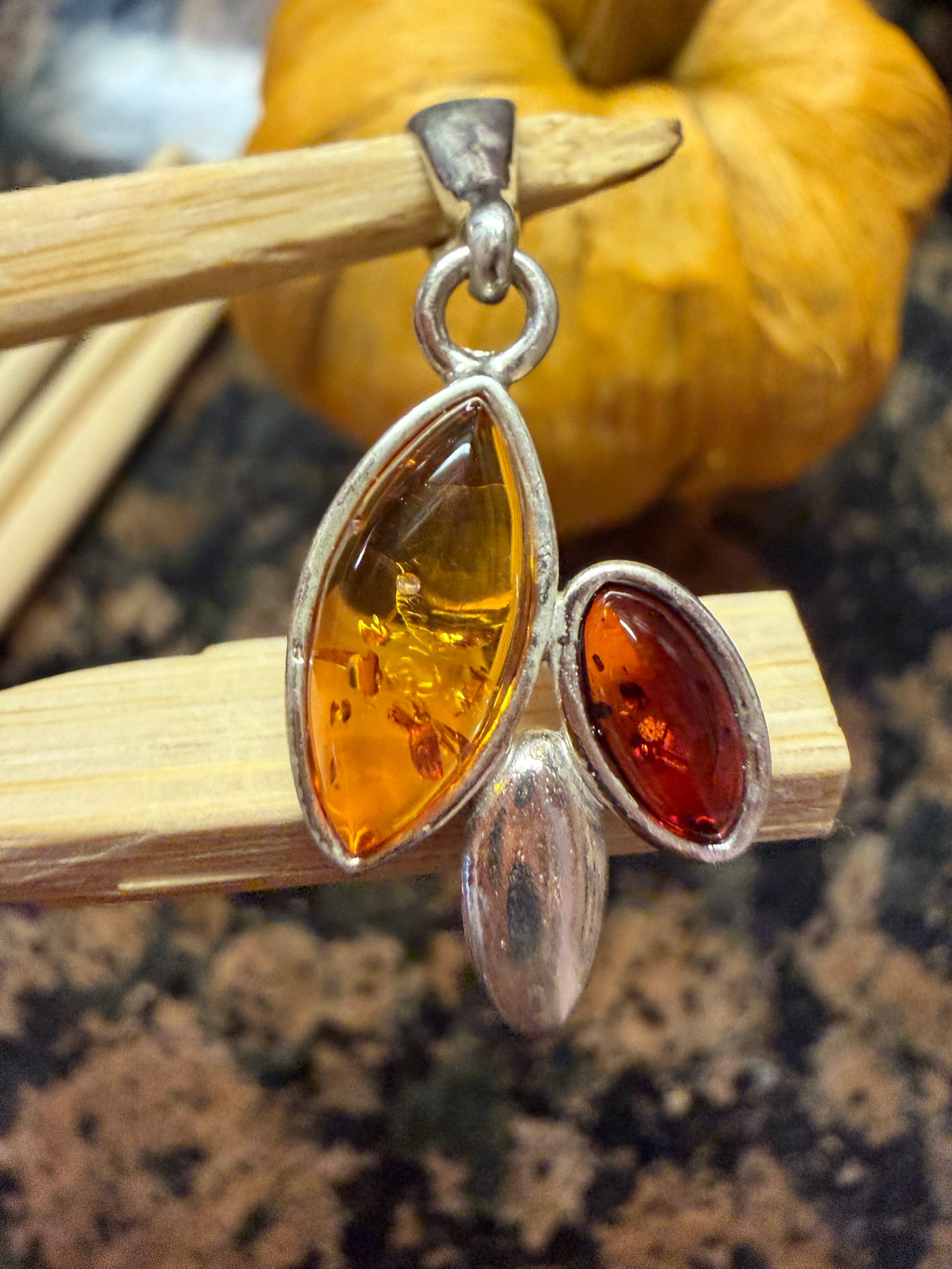 Beautiful Baltic Amber 925 Solid Sterling Silver Pendant 20 - Natural Rocks by Kala