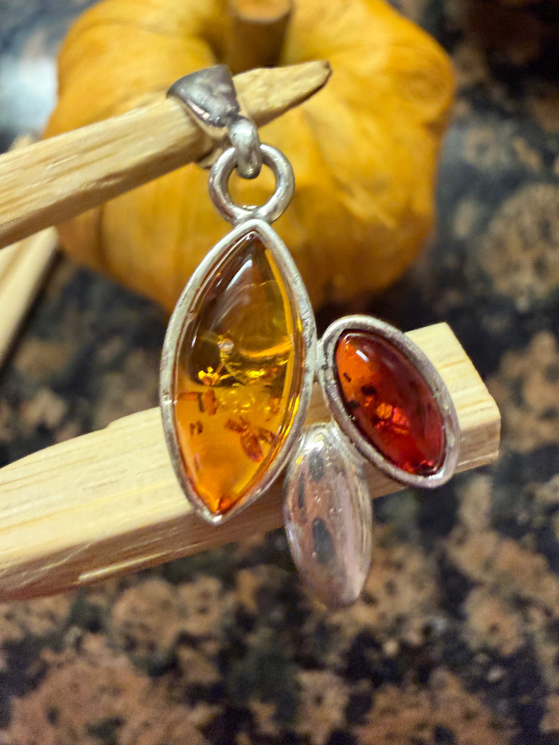 Beautiful Baltic Amber 925 Solid Sterling Silver Pendant 20 - Natural Rocks by Kala