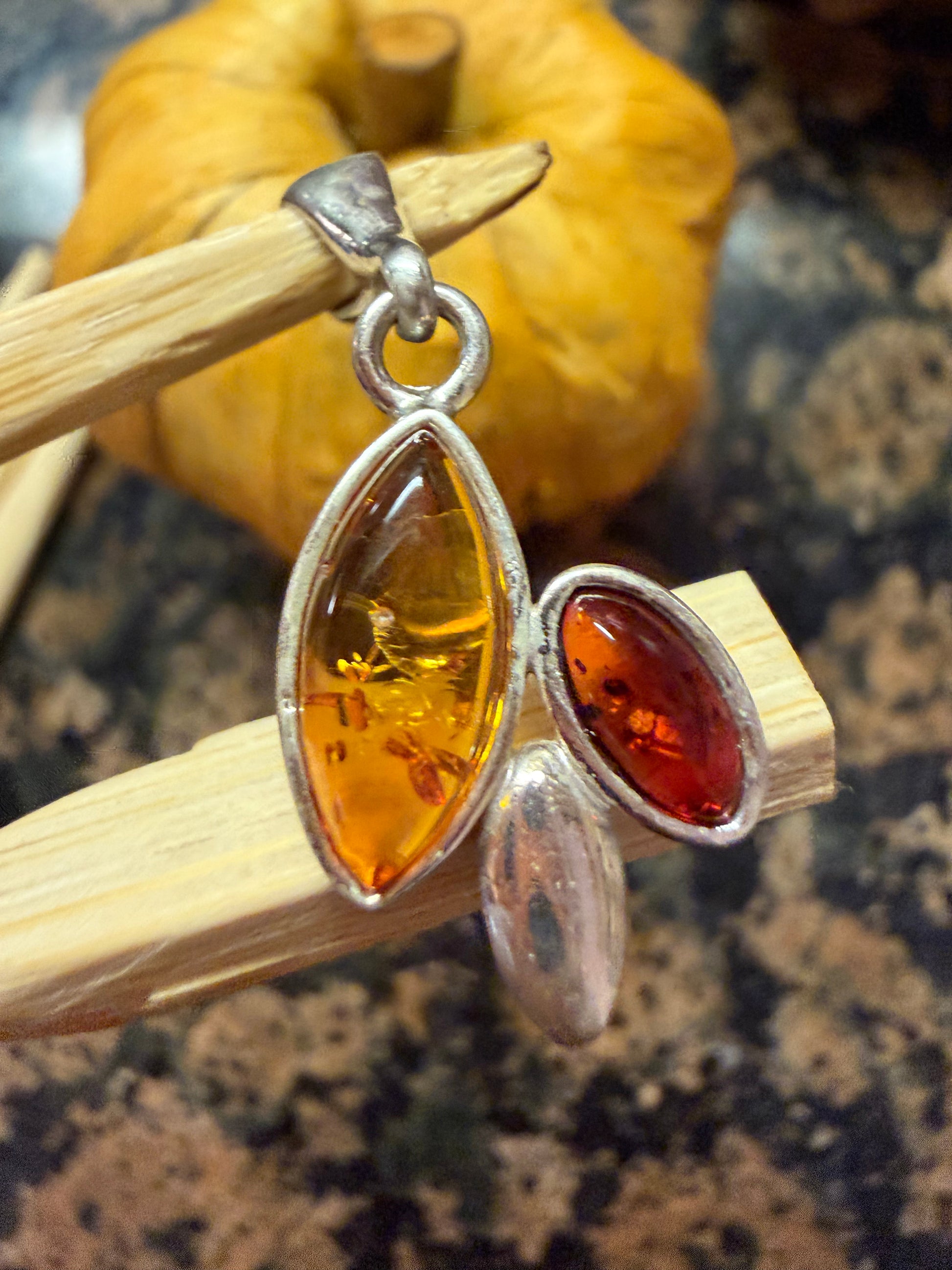 Beautiful Baltic Amber 925 Solid Sterling Silver Pendant 20 - Natural Rocks by Kala