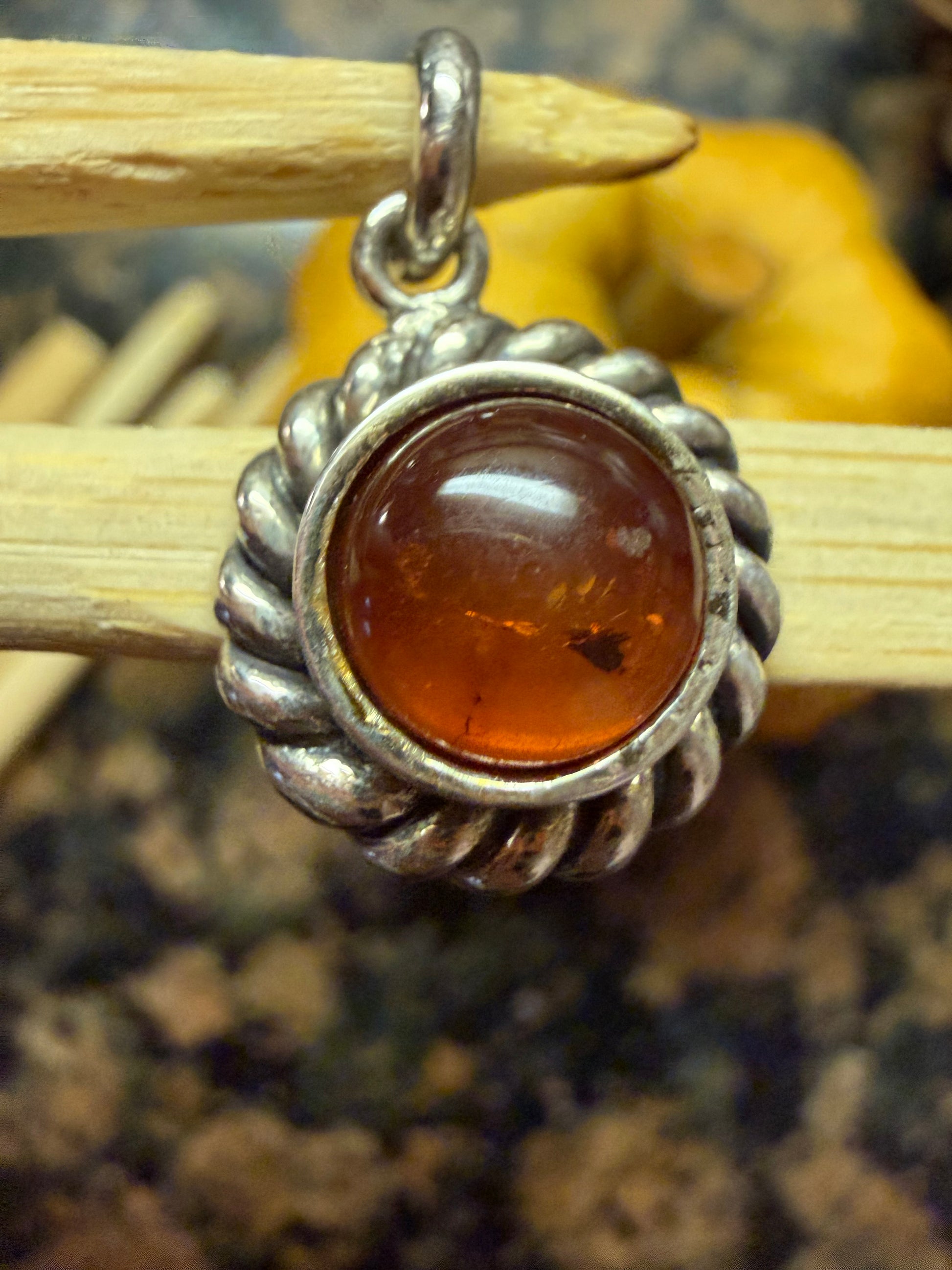 Beautiful Baltic Amber 925 Solid Sterling Silver Pendant 20 - Natural Rocks by Kala