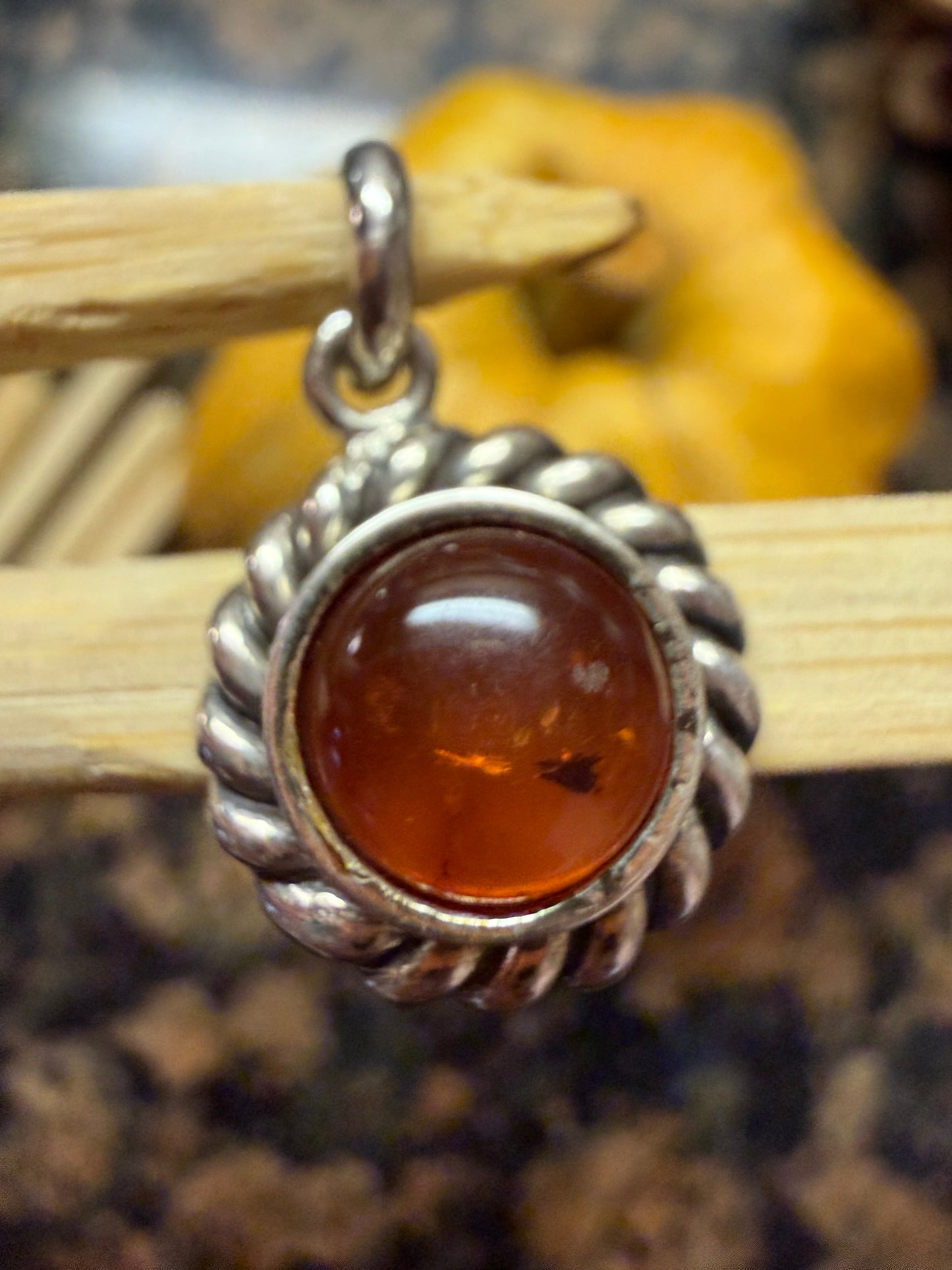 Beautiful Baltic Amber 925 Solid Sterling Silver Pendant 20 - Natural Rocks by Kala