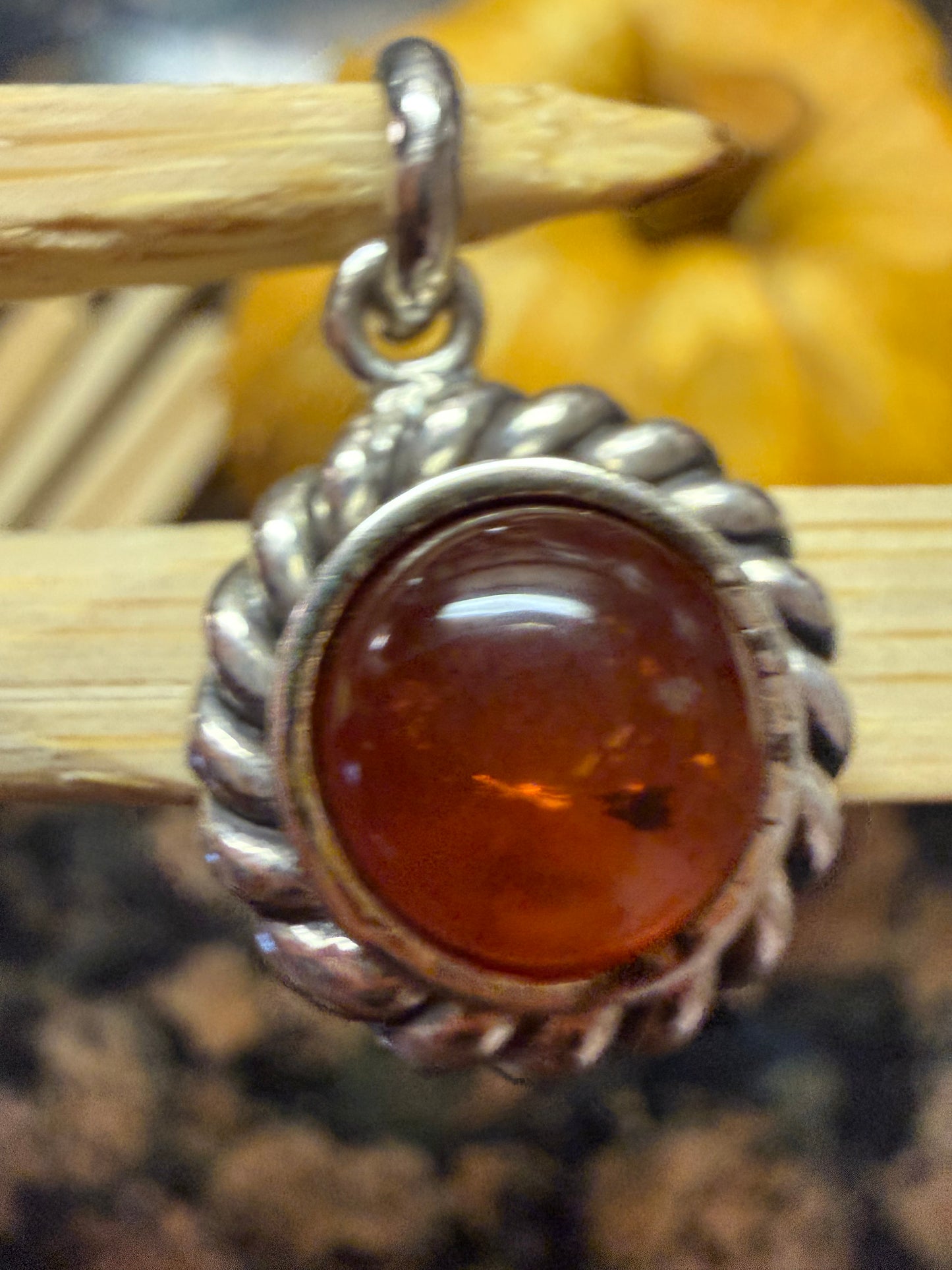 Beautiful Baltic Amber 925 Solid Sterling Silver Pendant 20 - Natural Rocks by Kala