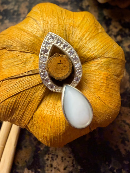 Natural Mother of Pearl 925 Solid Sterling Silver Pendant 25mm - Natural Rocks by Kala