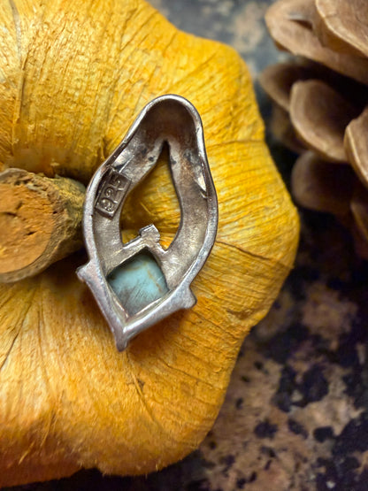 Blue Mohave Turquoise 925 Solid Sterling Silver Pendant 20mm - Natural Rocks by Kala