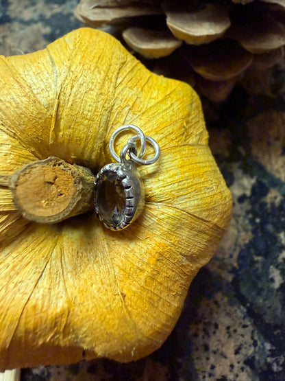 Genuine Smoky Topaz 925 Solid Sterling Silver Pendant 15mm - Natural Rocks by Kala
