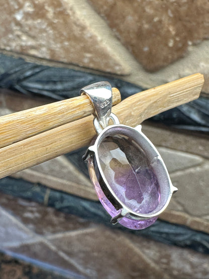 Colgante de Ametrino Natural de Plata de Ley 925 Sólida de 30mm