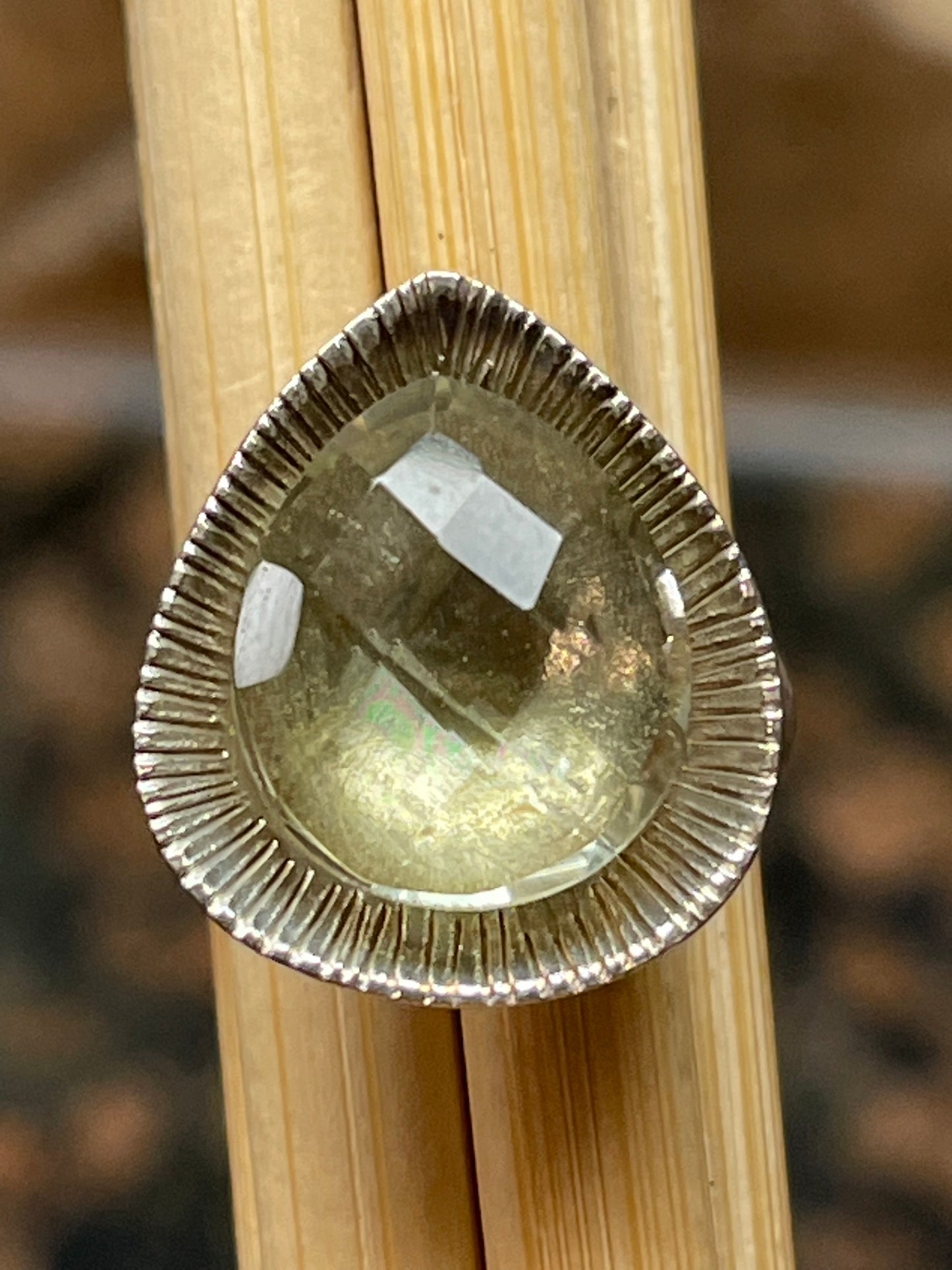 Natural 2ct Green Amethyst 925 Solid Sterling Silver Ring Size 6