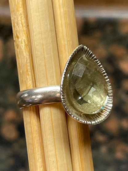 Natural 2ct Green Amethyst 925 Solid Sterling Silver Ring Size 6