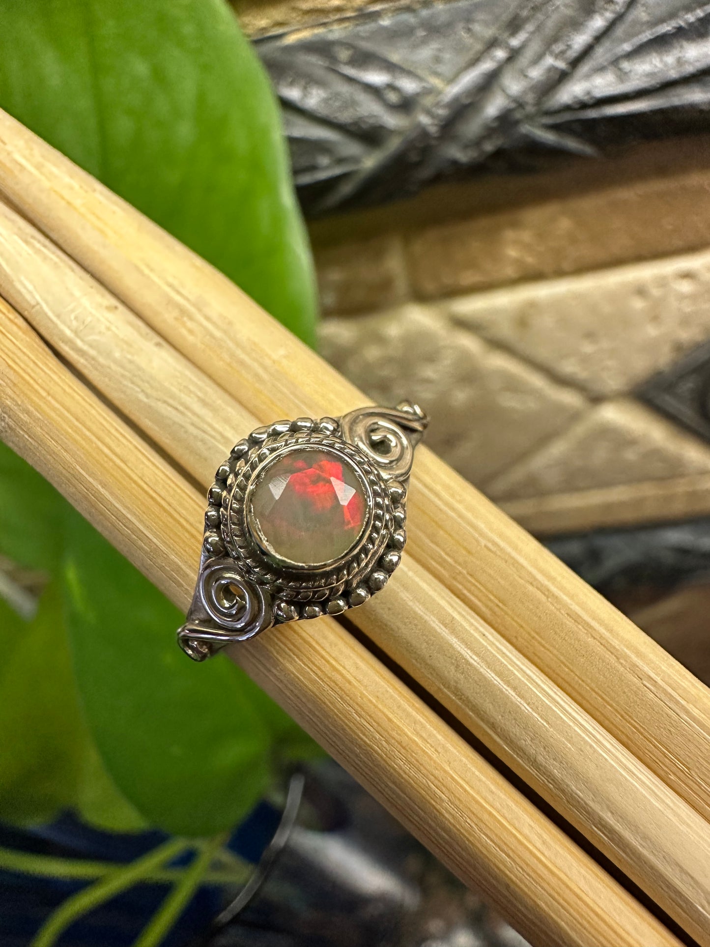 Genuine Ethiopian Opal 925 Solid Sterling Silver Engagement Ring Size 7, 8.25 - Natural Rocks by Kala