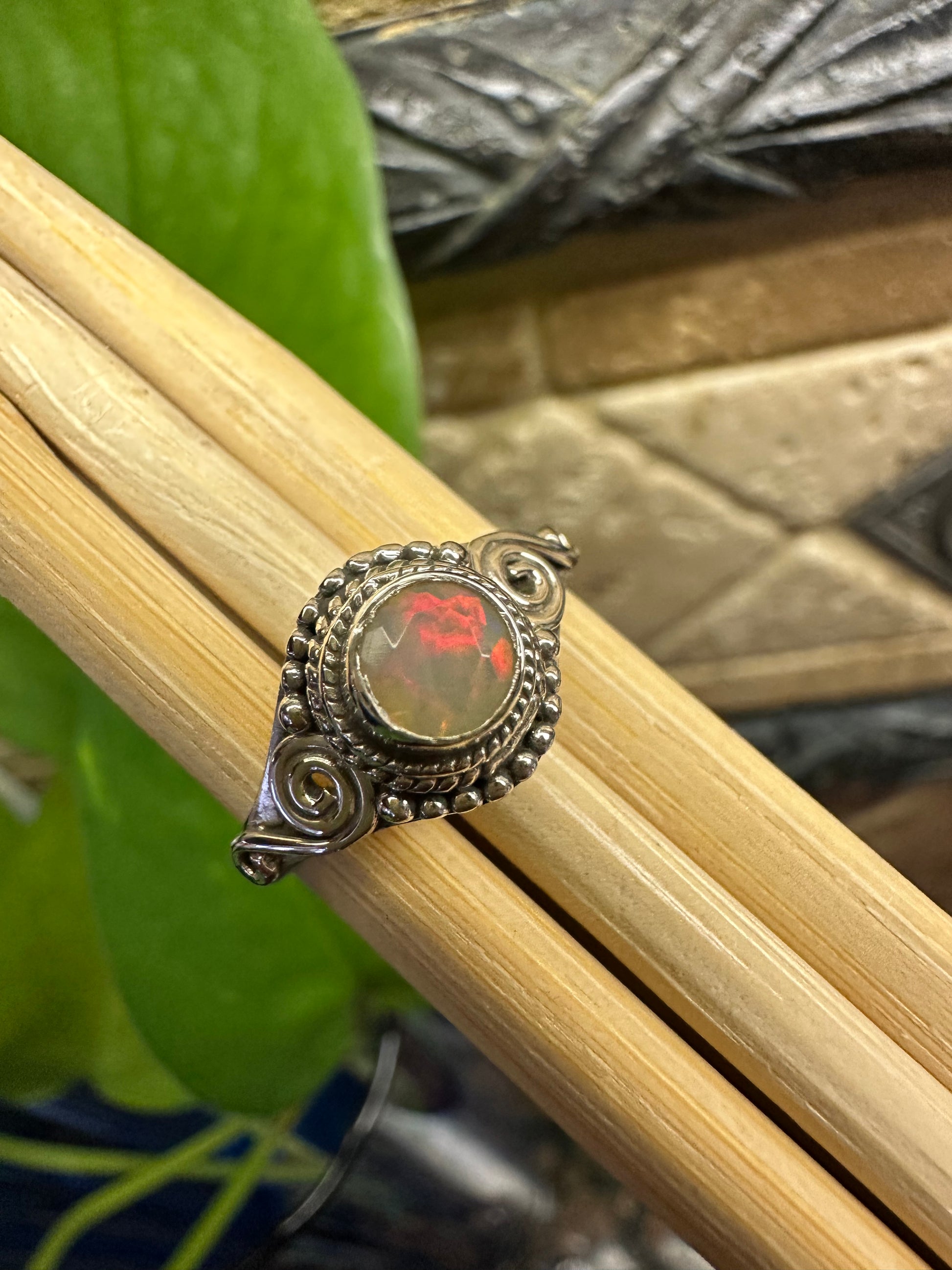 Genuine Ethiopian Opal 925 Solid Sterling Silver Engagement Ring Size 7, 8.25 - Natural Rocks by Kala