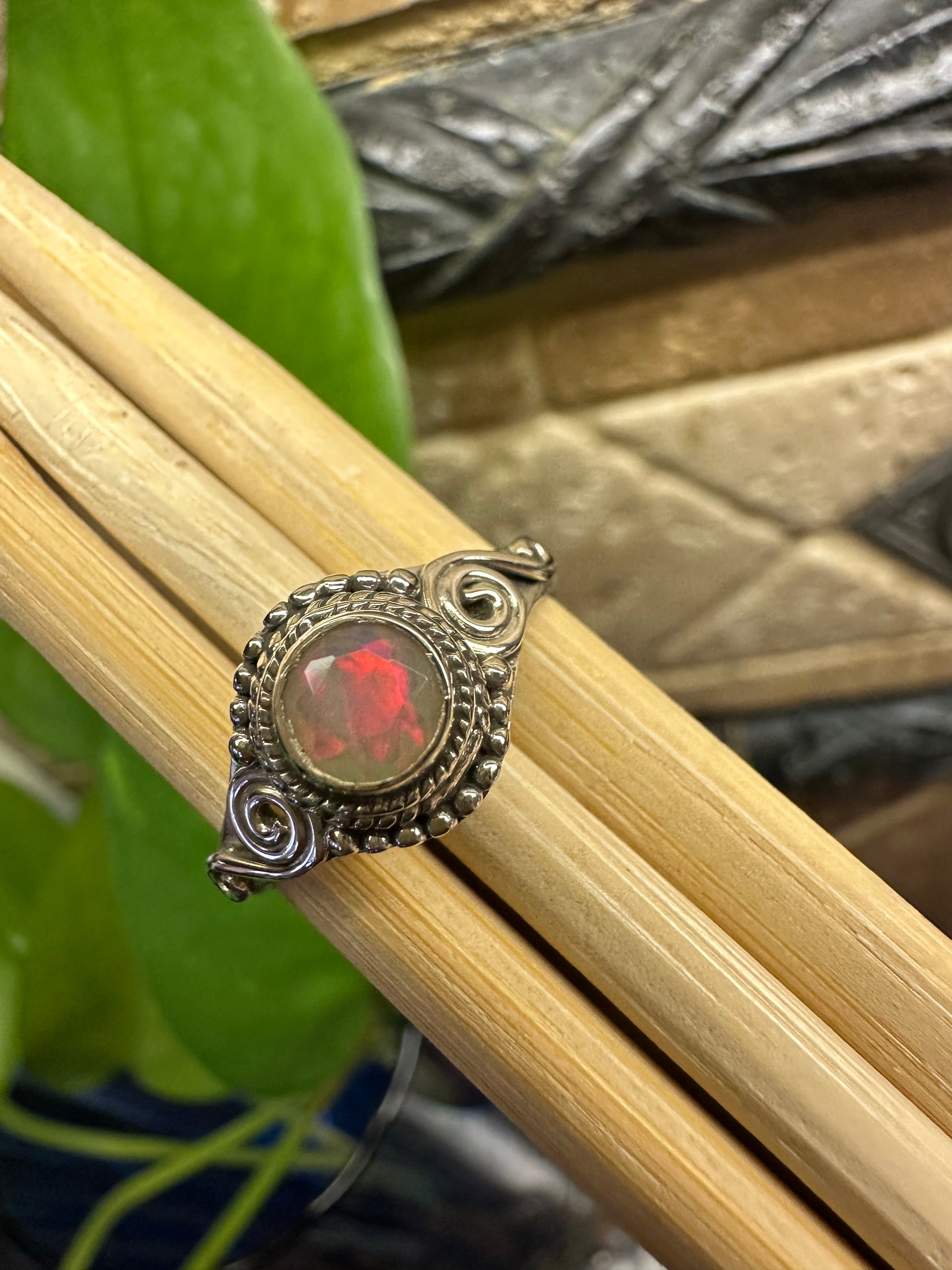 Genuine Ethiopian Opal 925 Solid Sterling Silver Engagement Ring Size 7, 8.25 - Natural Rocks by Kala