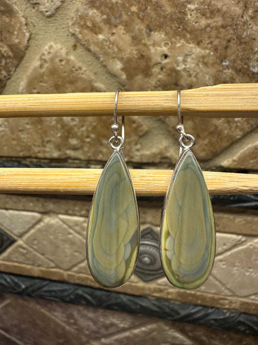 Natural Royal Imperial Jasper 925 Solid Sterling Silver Earrings 45mm