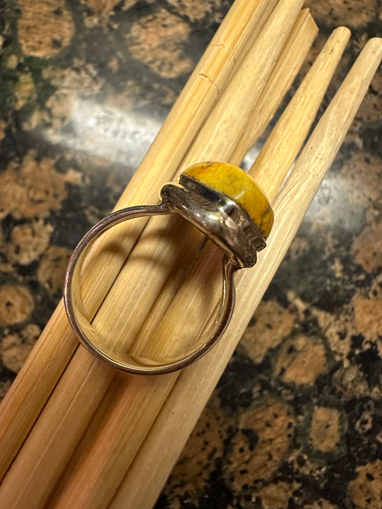 Natural Indonesian Bumble Bee Jasper 925 Sterling Silver Ring Size 8