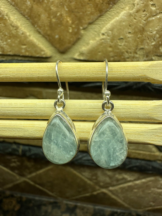 Natural Blue Aquamarine 925 Solid Sterling Silver Earrings 25mm