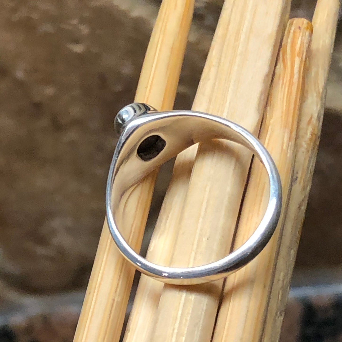 Genuine Australian Opal 925 Solid Sterling Silver Wedding Ring Size 7.5