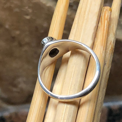 Genuine Australian Opal 925 Solid Sterling Silver Wedding Ring Size 7.5