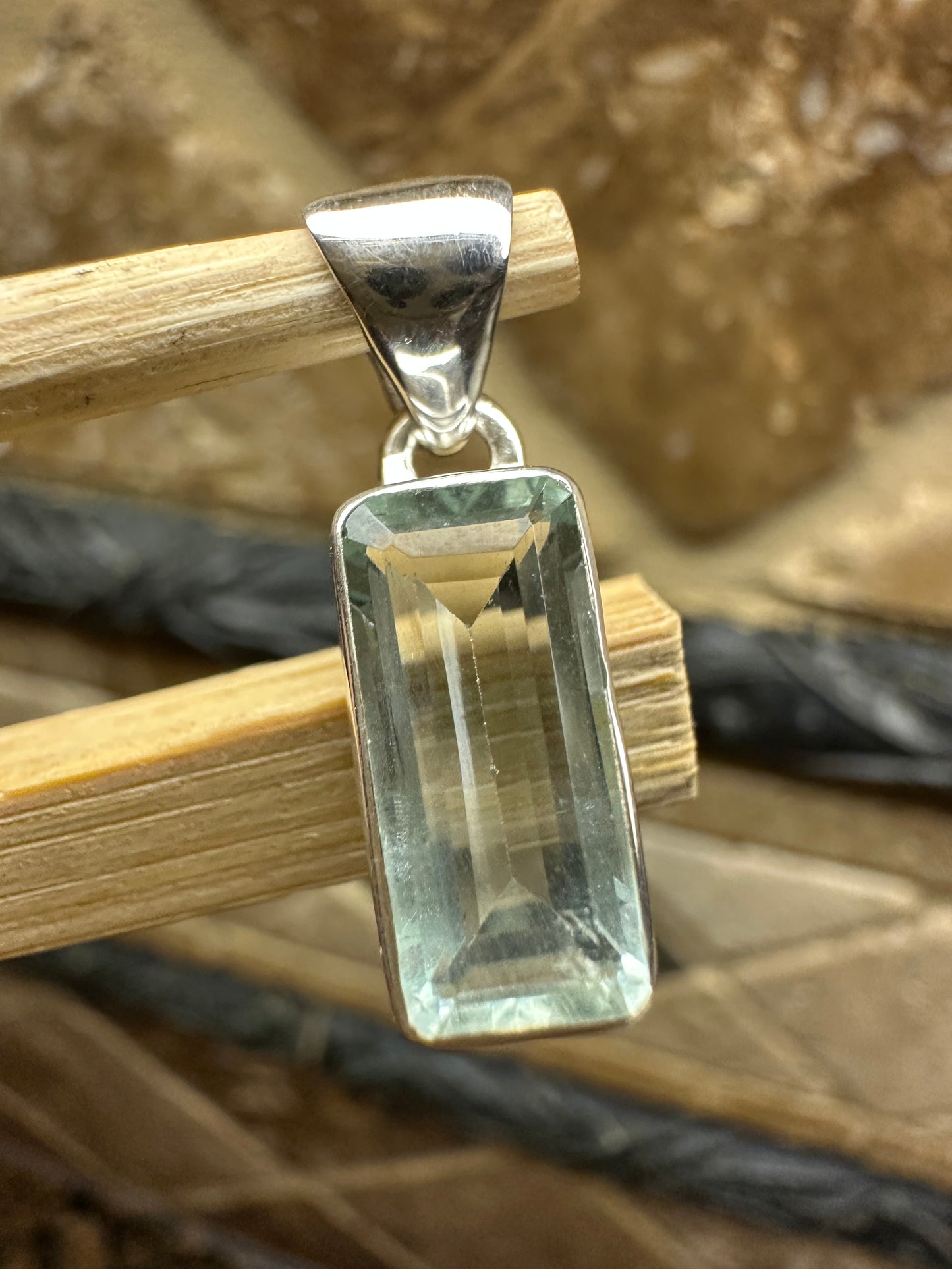 Natural 2ct Aquamarine 925 Solid Sterling Silver Men's Pendant 22mm - Natural Rocks by Kala