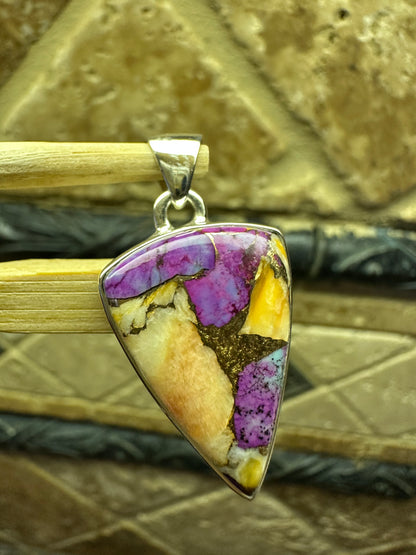 Gorgeous Spiny Oyster Arizona Turquoise 925 Solid Sterling Silver Pendant 30mm