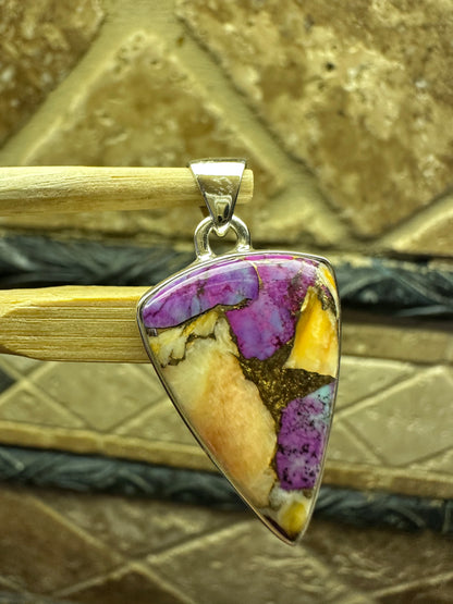 Gorgeous Spiny Oyster Arizona Turquoise 925 Solid Sterling Silver Pendant 30mm