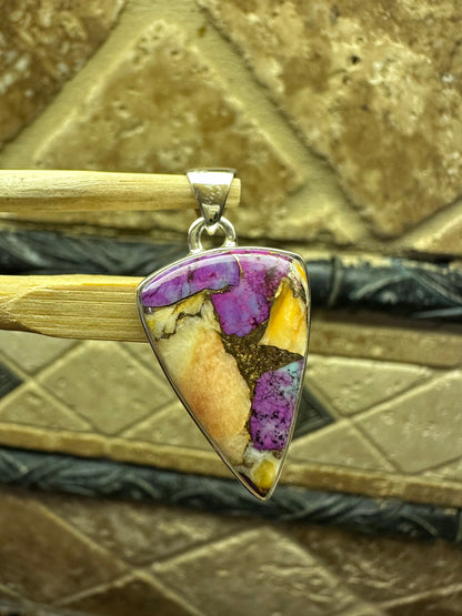 Gorgeous Spiny Oyster Arizona Turquoise 925 Solid Sterling Silver Pendant 30mm