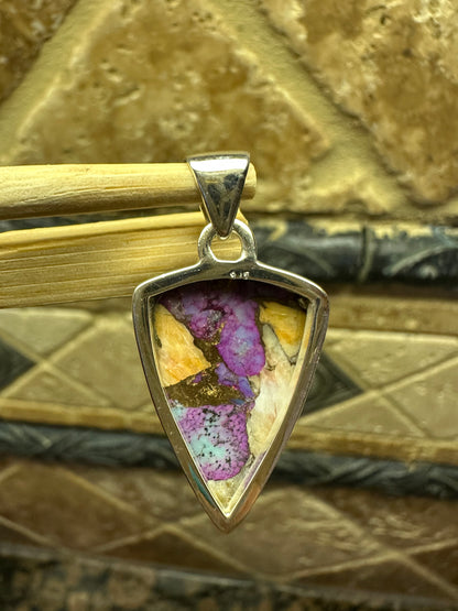 Gorgeous Spiny Oyster Arizona Turquoise 925 Solid Sterling Silver Pendant 30mm