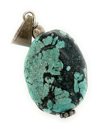 Gorgeous Blue Turquoise 925 Solid Sterling Silver Pendant 25mm