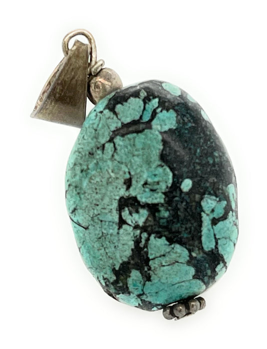 Gorgeous Blue Turquoise 925 Solid Sterling Silver Pendant 25mm