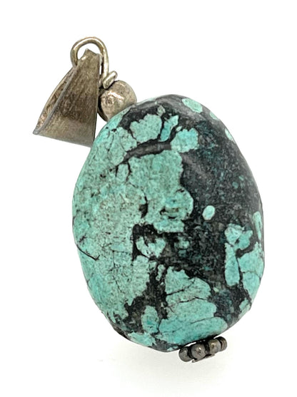 Gorgeous Blue Turquoise 925 Solid Sterling Silver Pendant 25mm