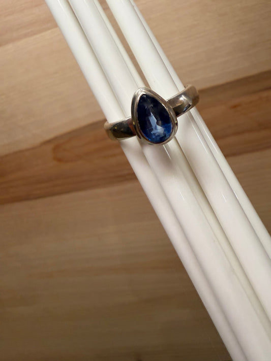 Natural Royal Blue Kyanite 925 Solid Sterling Silver Engagement Ring Size 7, 8