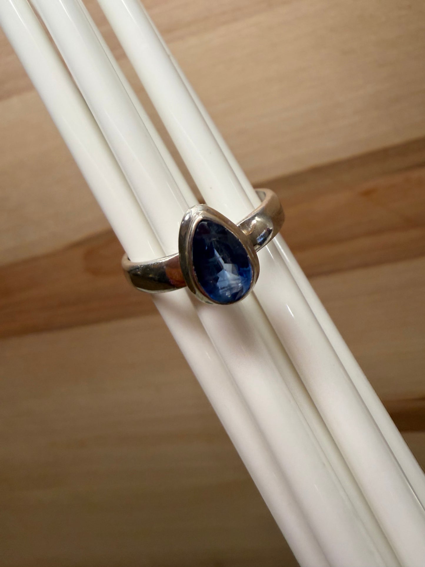 Natural Royal Blue Kyanite 925 Solid Sterling Silver Engagement Ring Size 7, 8