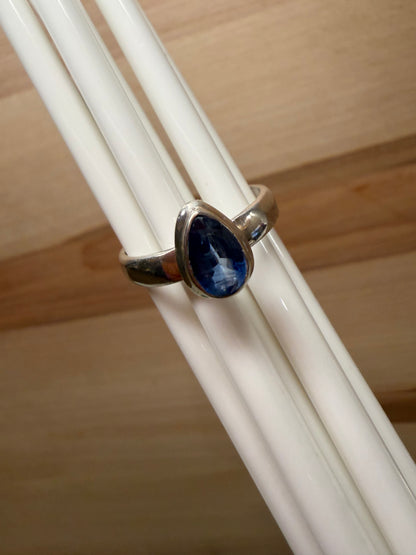 Natural Royal Blue Kyanite 925 Solid Sterling Silver Engagement Ring Size 7, 8