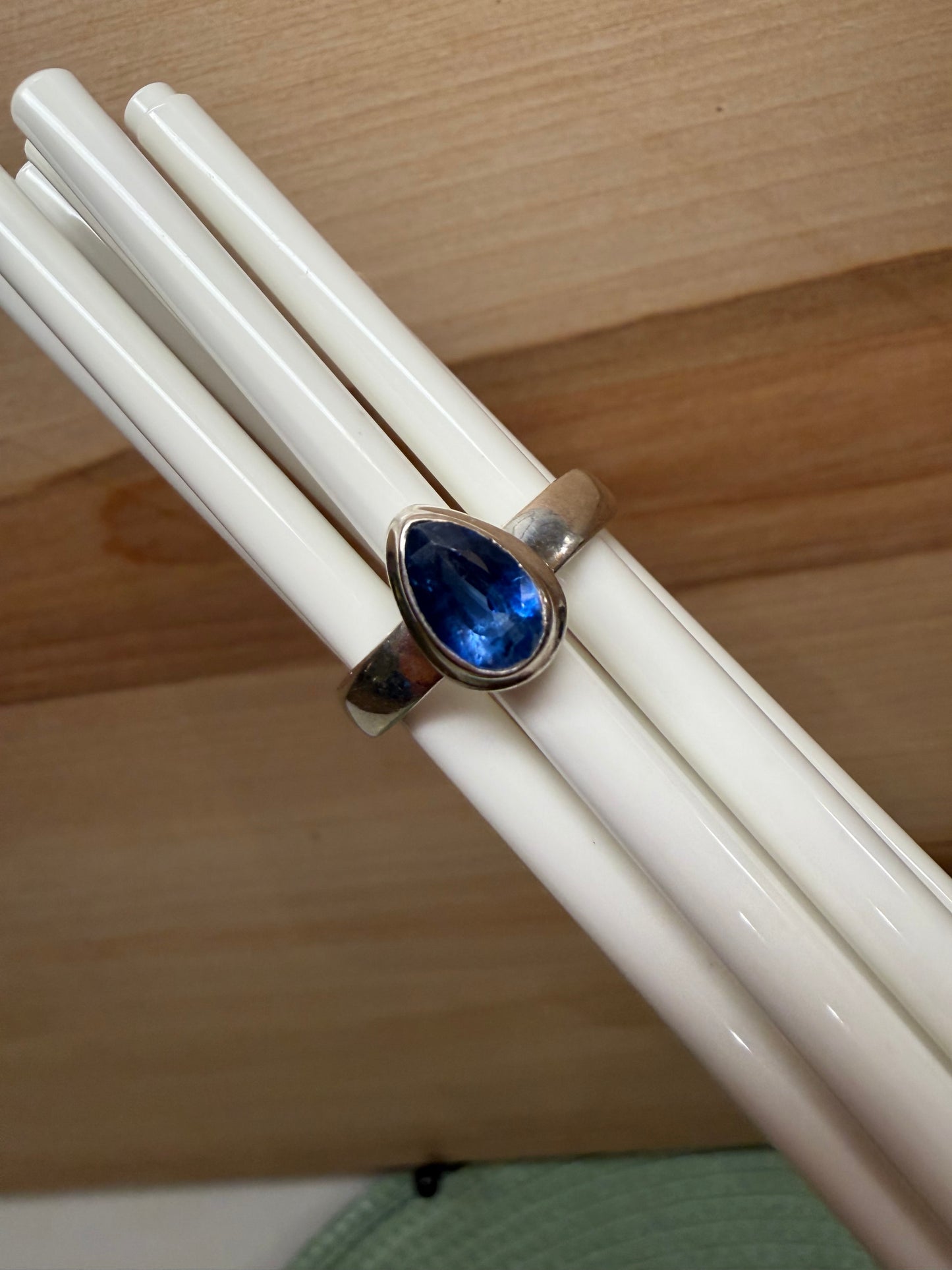 Natural Royal Blue Kyanite 925 Solid Sterling Silver Engagement Ring Size 7, 8