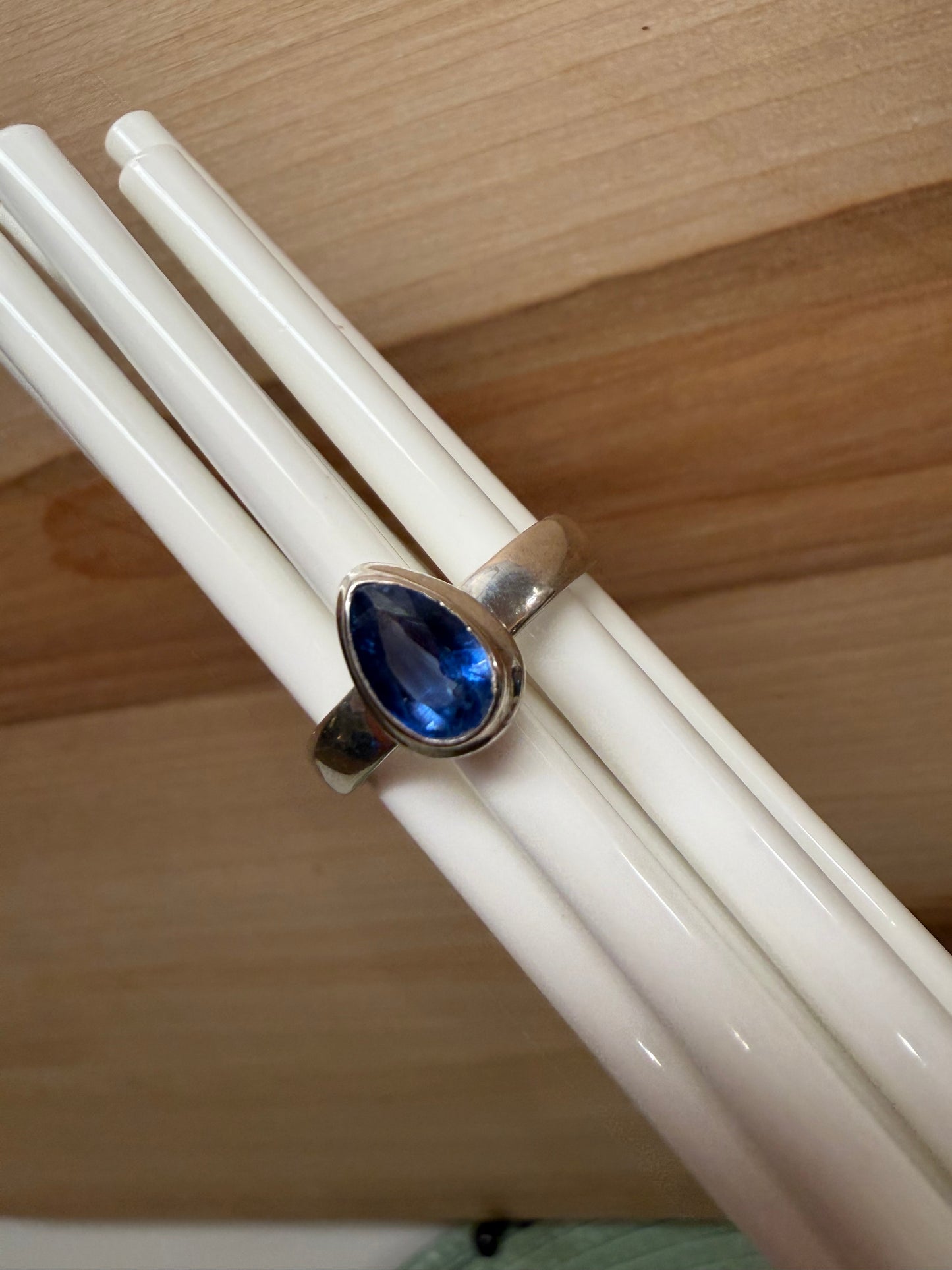 Natural Royal Blue Kyanite 925 Solid Sterling Silver Engagement Ring Size 7, 8