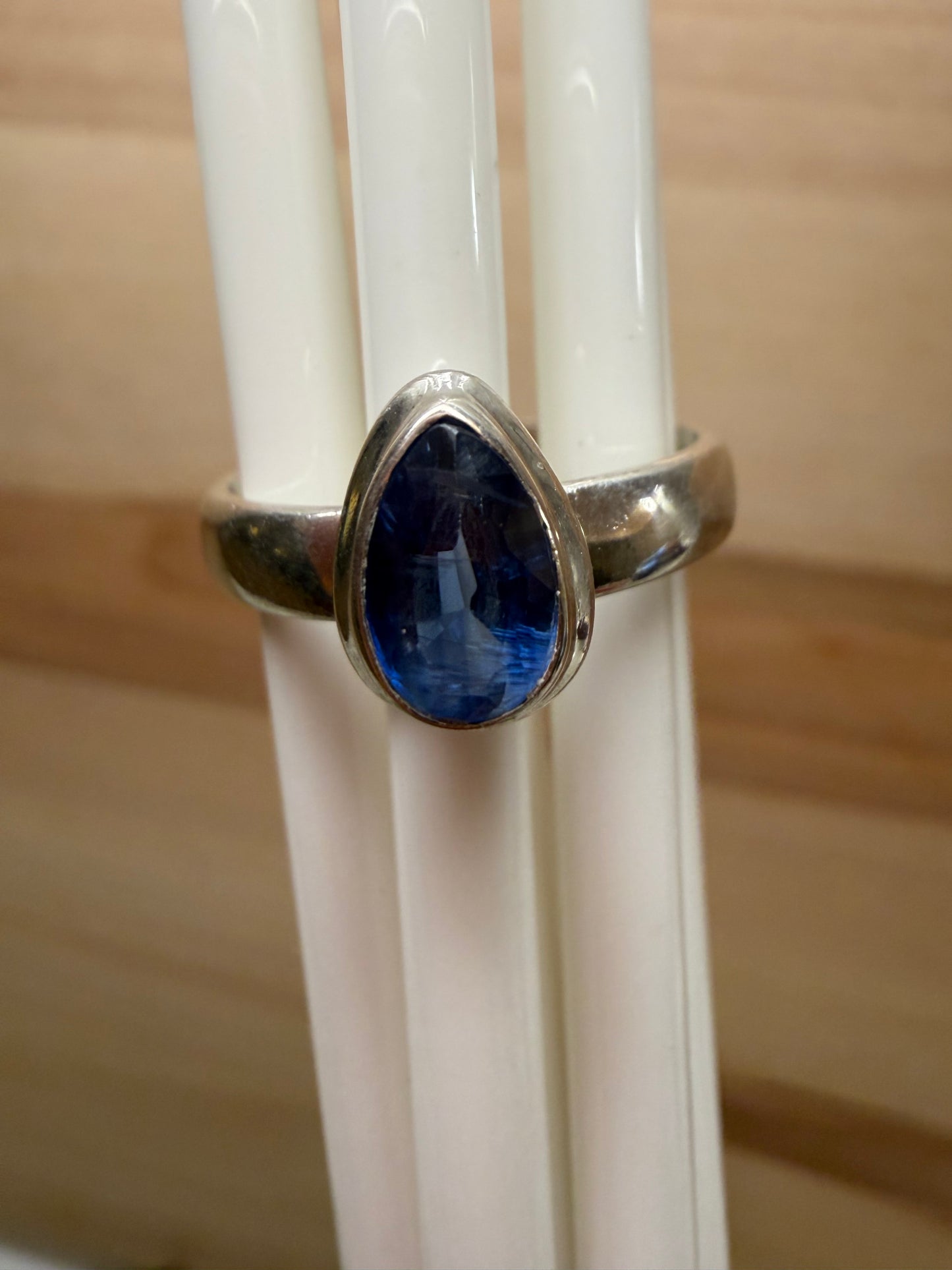 Natural Royal Blue Kyanite 925 Solid Sterling Silver Engagement Ring Size 7, 8
