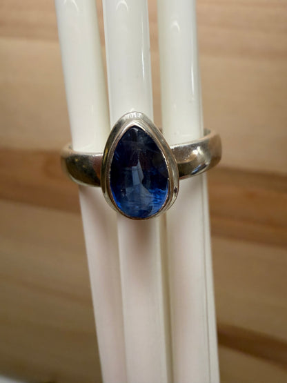 Natural Royal Blue Kyanite 925 Solid Sterling Silver Engagement Ring Size 7, 8