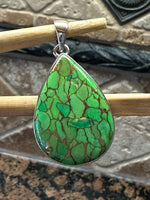 Natural Green Copper Turquoise 925 Solid Sterling Silver Pendant 40mm - Natural Rocks by Kala