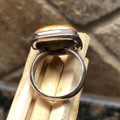 Natural Indonesian Bumble Bee Jasper 925 Sterling Silver Ring Size 8