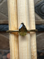 Natural Green Moldavite 925 Solid Sterling Silver Engagement Ring Size 6, 7, 8, 9