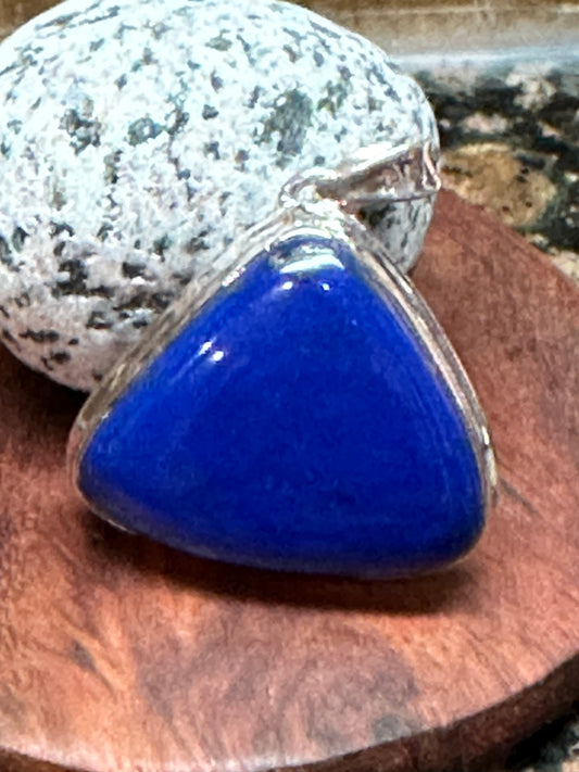 Natural Blue Lapis Lazuli 925 Solid Sterling Silver Pendant 30mm